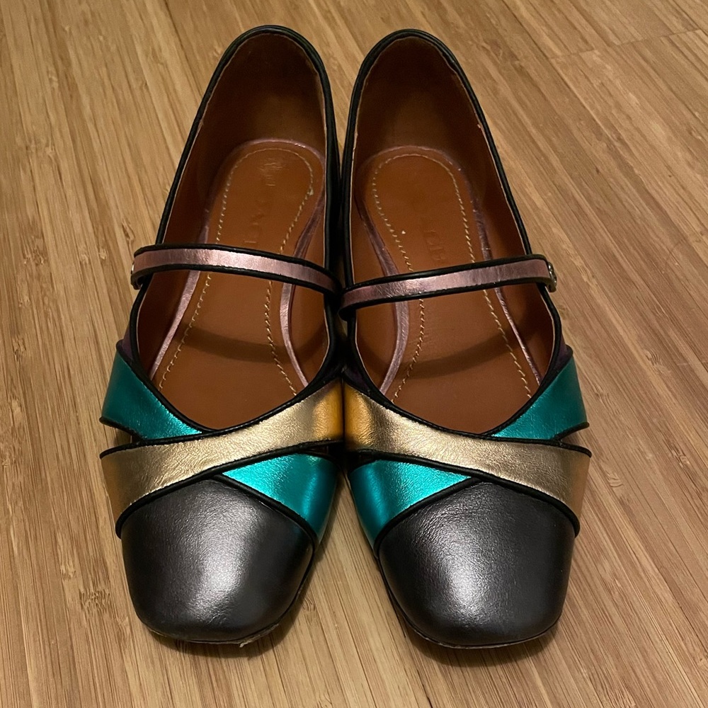 Gently worn COACH color blocked ballet flats